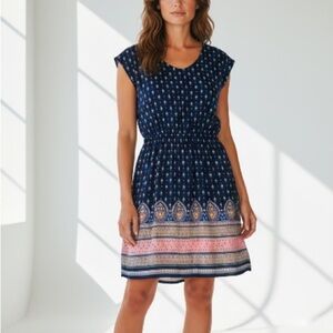 Mossimo Supply Co. Blue and Pink Midi Dress Women’s Size Medium | boho